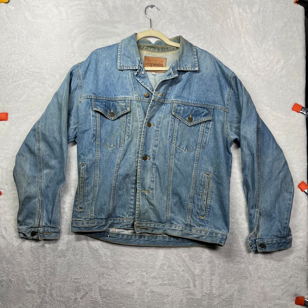 Vintage Capezio Trucker Jacket Men's Blue Denim Long Sleeve USA Made - Medium‎